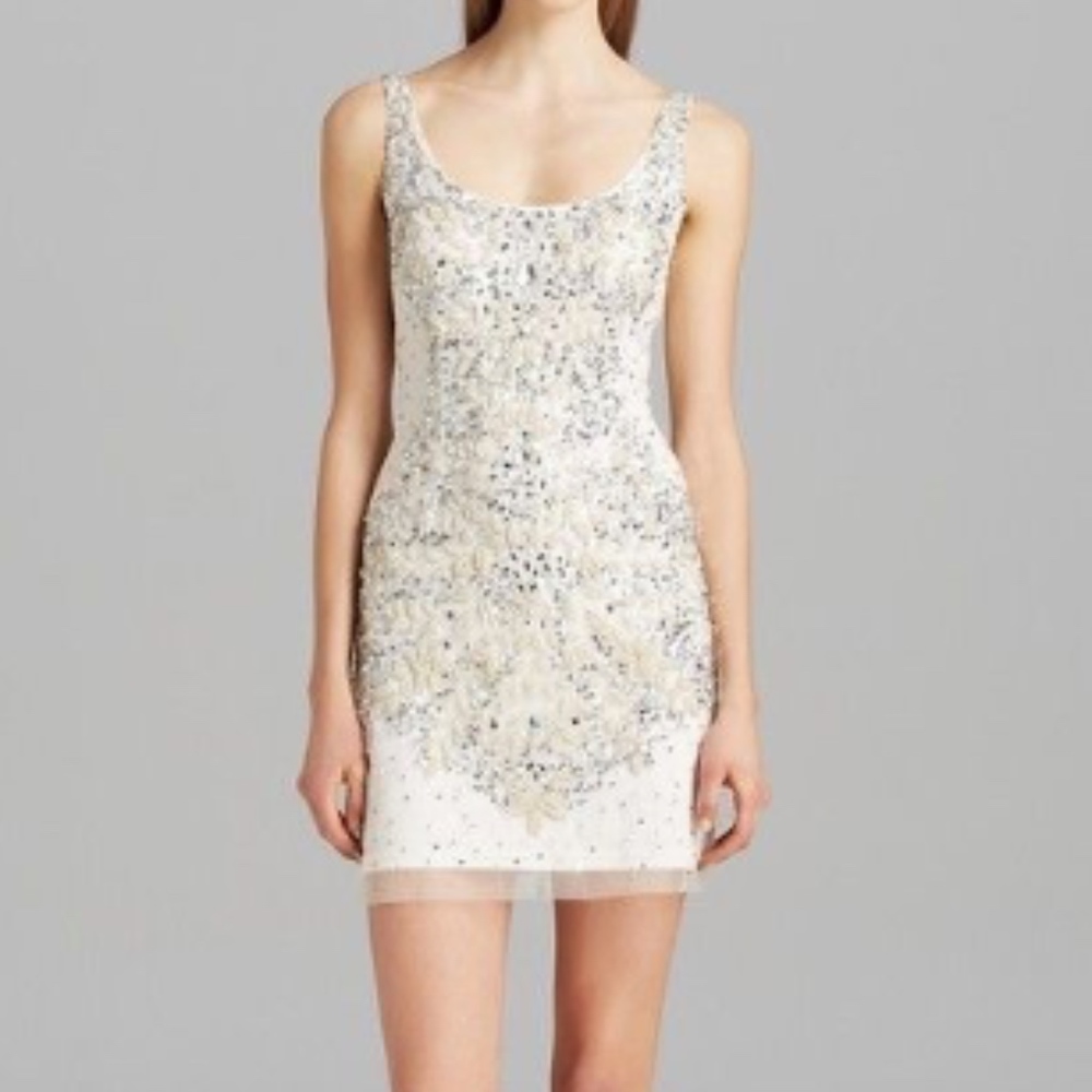 Adrianna Papell  BEADED SCOOP SHEATH DRESS